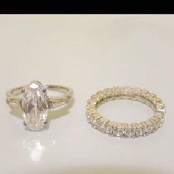 Radiance by Absolute Oval Baguette Accent Engagement & Band Ring Size 8 - Picture 5 of 8